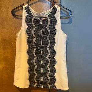 LOFT Women's pink and Black Lace Tank Top